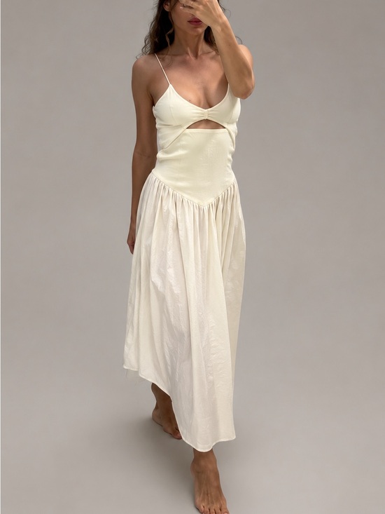 Zara Dresses & Skirts - Zara Cream Cutout Midi Dress